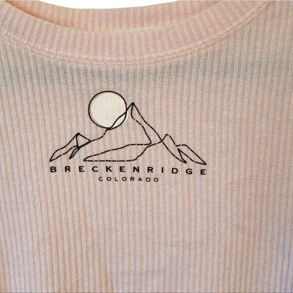 Ocean Drive Women's Blush Pink Ribbed Breckenridge Colorado Baby Crop Tee SZ M - Picture 4 of 5